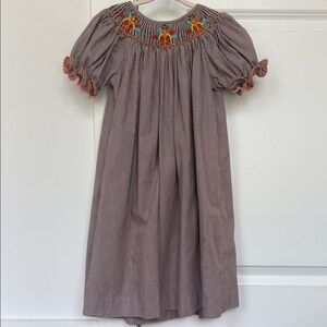 Petit bebe 4T Charming Dress with Embroidered 🦃